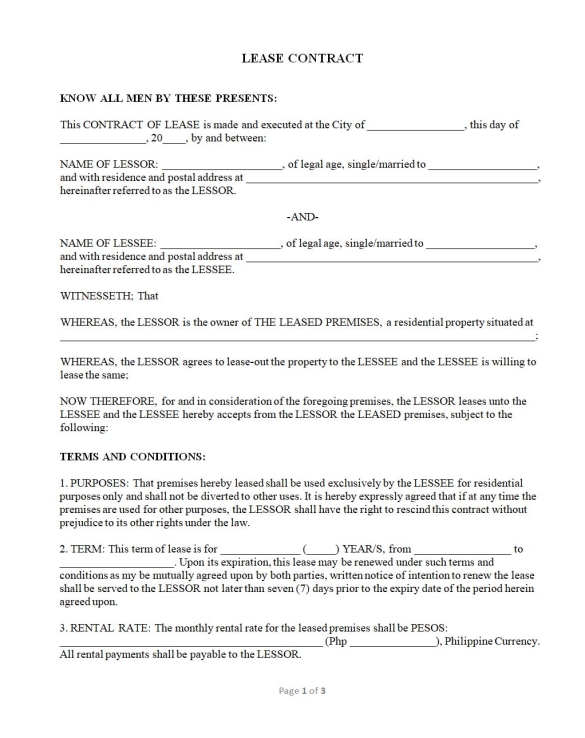 Rent - Lease Contract