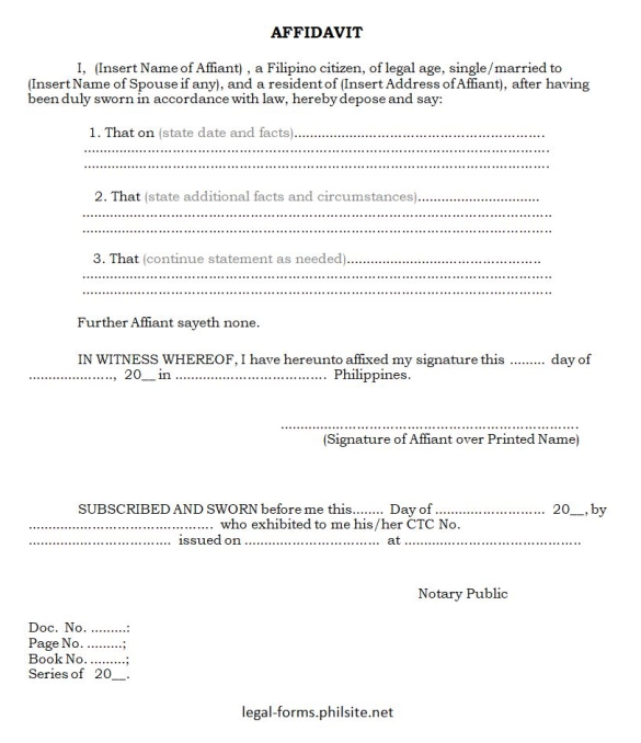 Affidavit - Sample Form